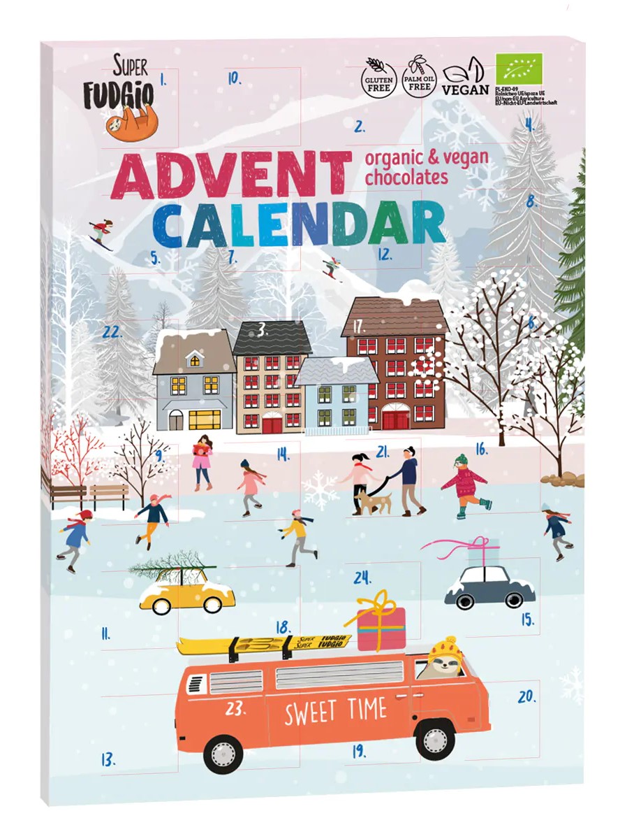 CALENDARIO DE ADVIENTO DE BOMBONES CHOCOLATE 100g - Vegan Point