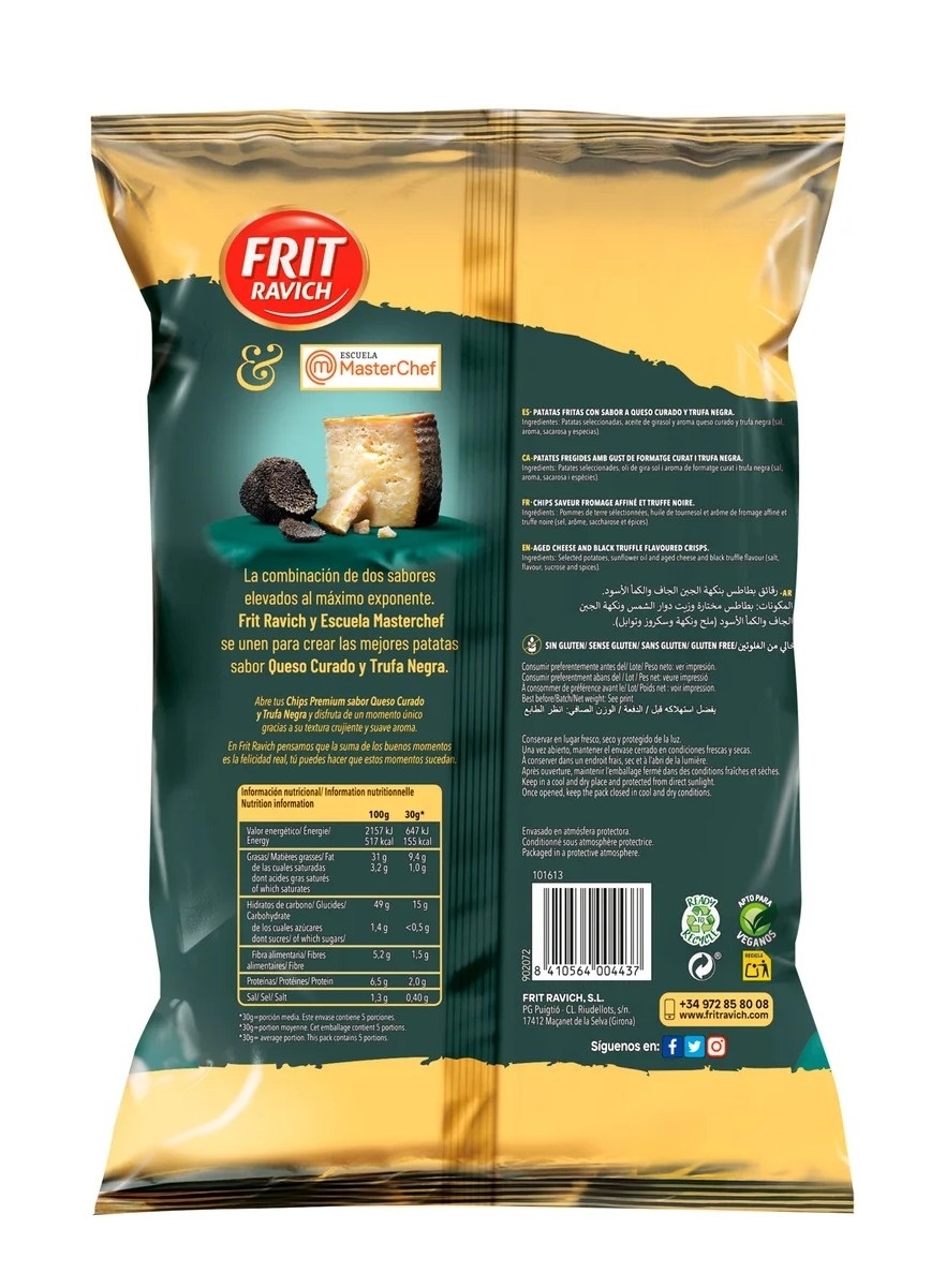 DETRAS FRIT RAVICH PAPAS FRITAS PREMIUM KESO CURADO Y TRUFA 150g - Imagen 2