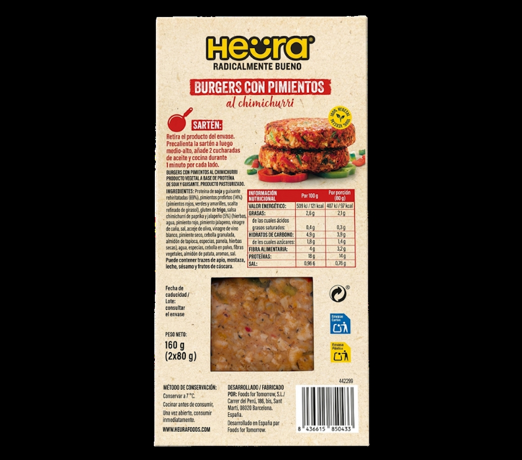 1782922840-5 HEURA Burger de pimiento y chimichurri 2und 80g - Imagen 3