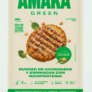 Burger de garbanzos y espinacas con micoproteína, envase