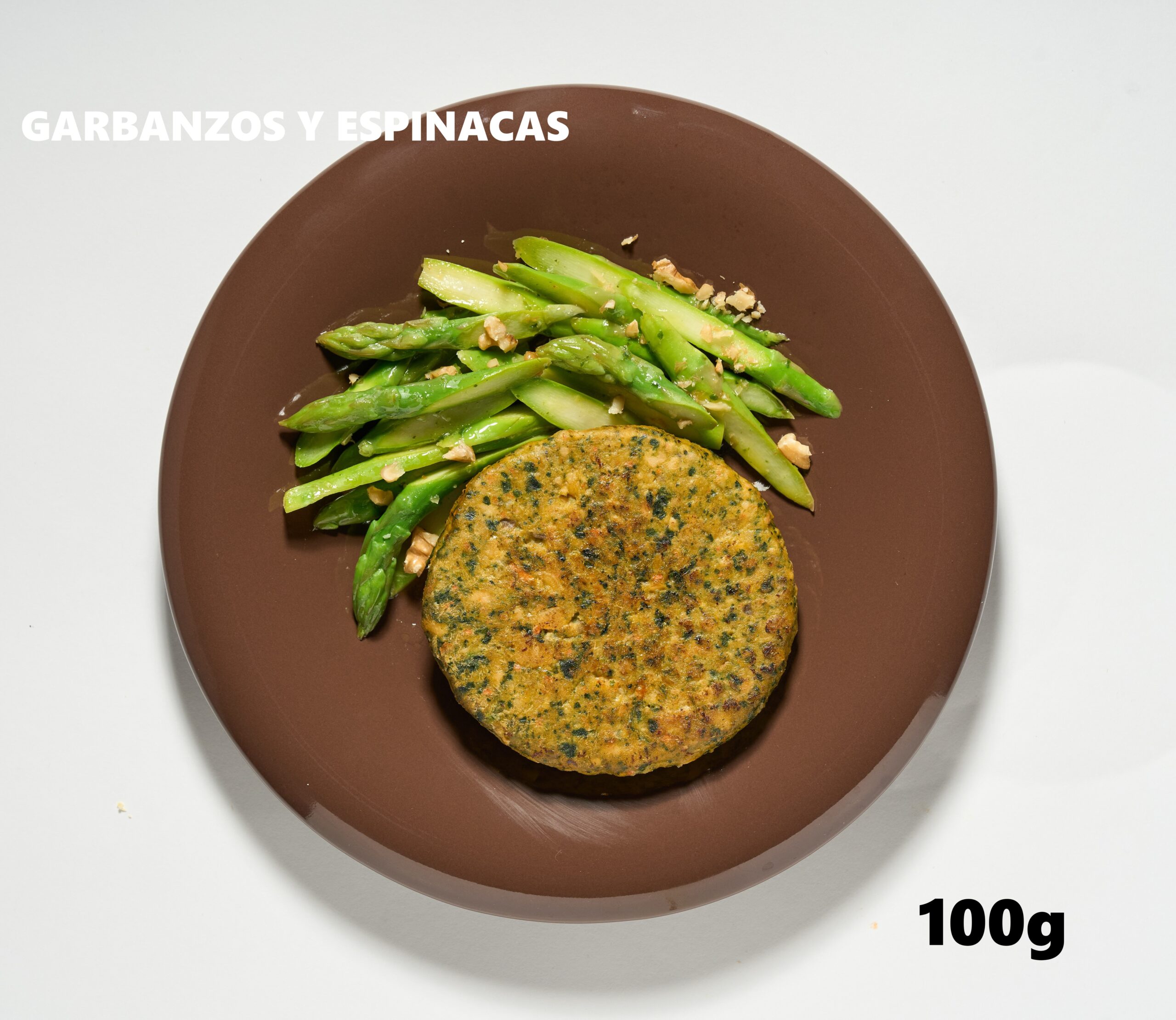 garbanzos y espinacas AMARA_27400126 Burger de garbanzos y espinacas con micoproteína, sugerencia de presentación